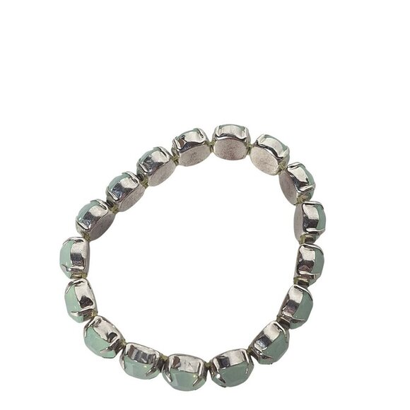 Silvertone Aqua Rhinestone Bracelet - Picture 2 of 3